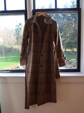 Avec Les Filles Plaid Belted Longline Coat